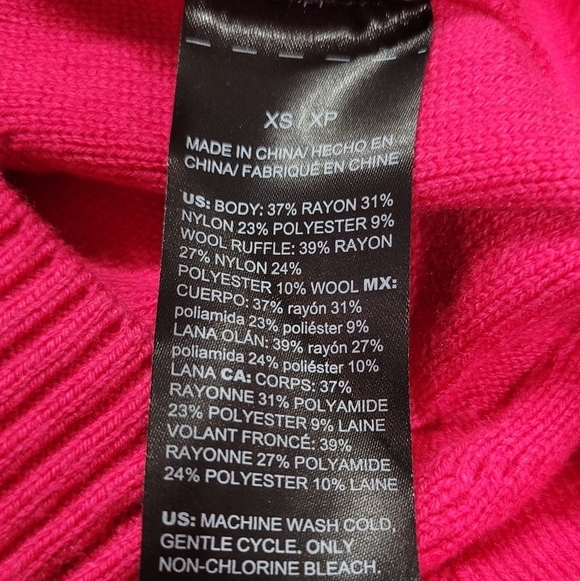 white house black market Crew Neck Pink Sweater W/ Ruffle Details Women's Sz XS - Picture 7 of 13